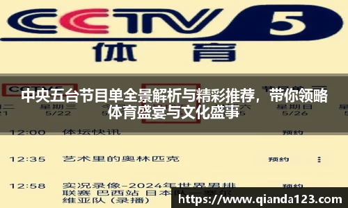 中央五台节目单全景解析与精彩推荐，带你领略体育盛宴与文化盛事
